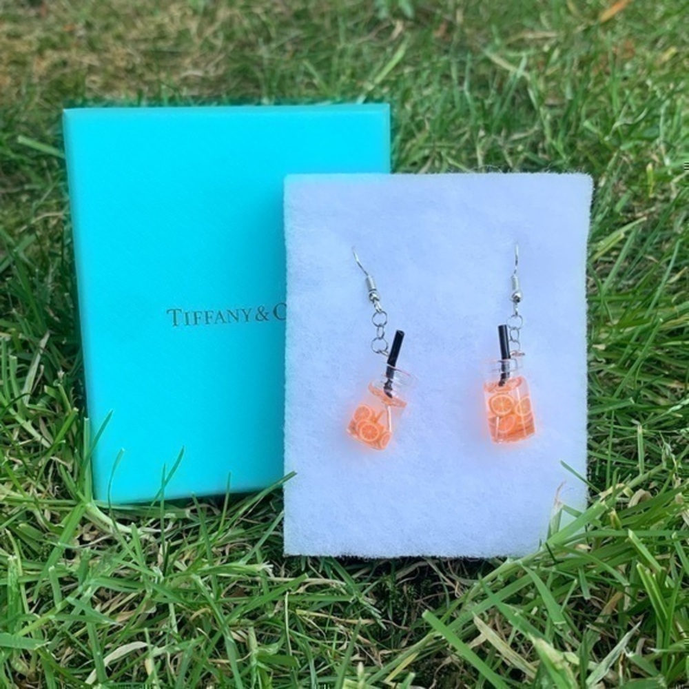 3/$25 Handmade Orange Fruit Water Summer Earrings Hand Made Crafted